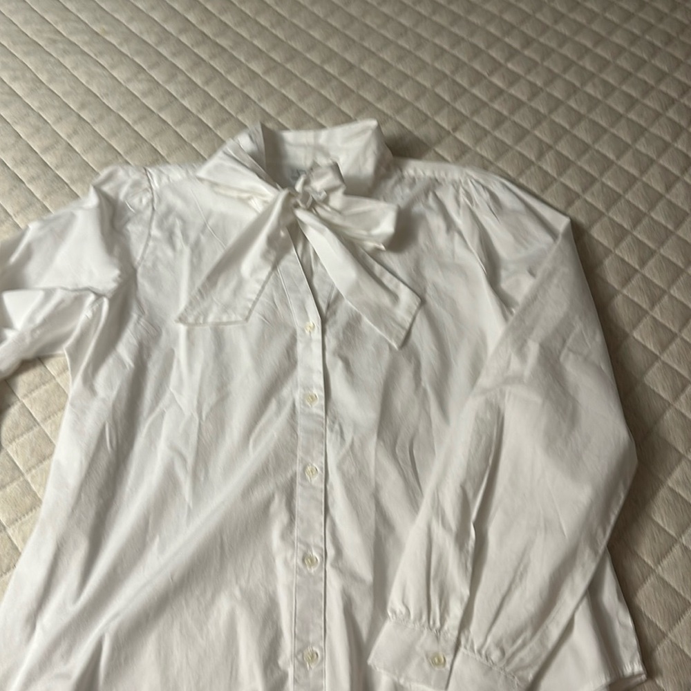 J crew NWT white button up with tie size large
